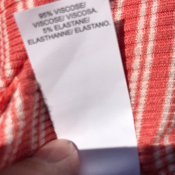 Lucky Brand Twist Top Ribbed Tank Top in Orange Coral Stripe L - Picture 13 of 16